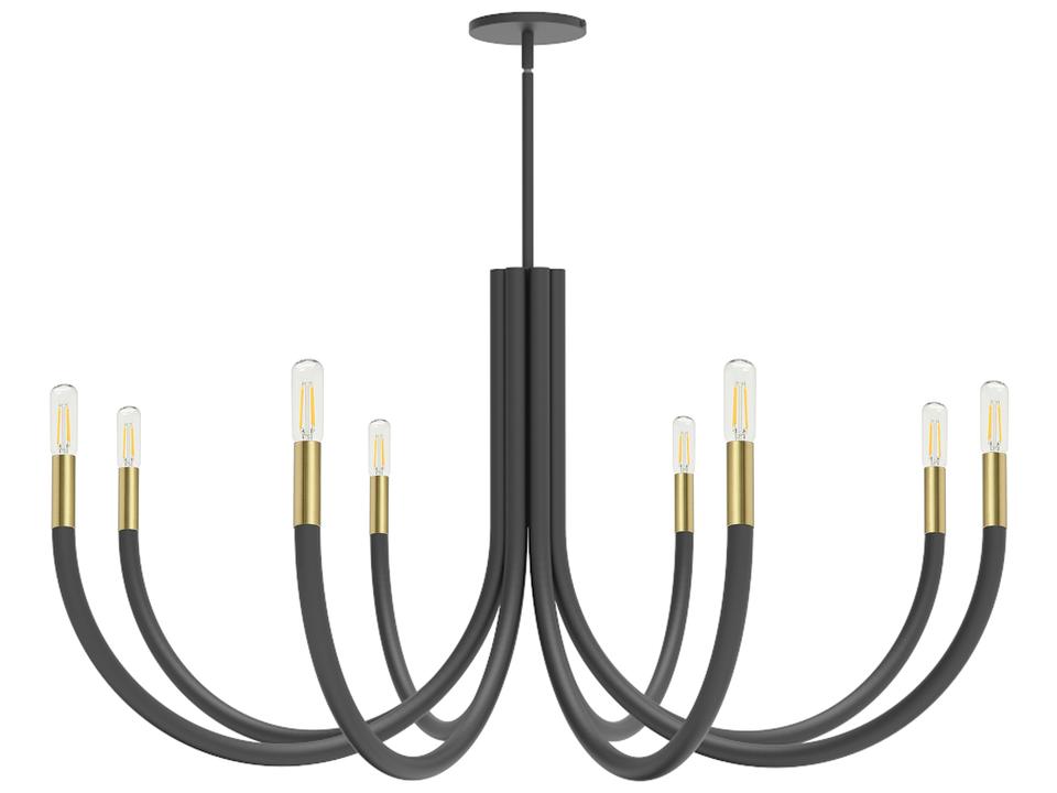 Wand 8-Light Matte Black Aged Brass Candelabra Chandelier