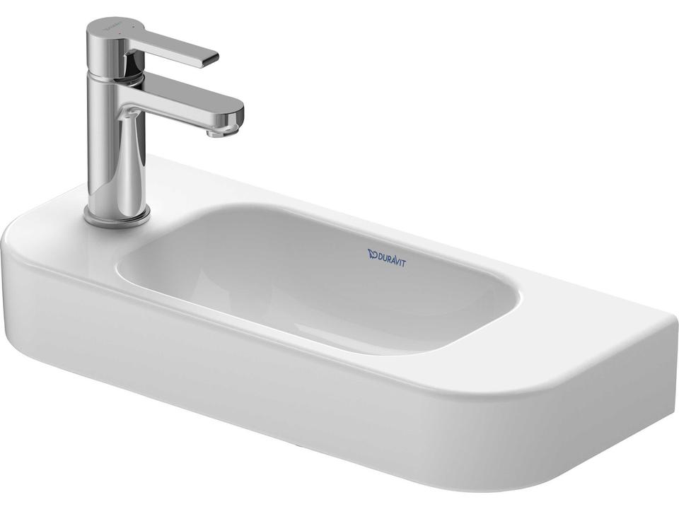Happy D.2 Wall Mounted Handrinse Washbasin with Left Faucet Hole in White