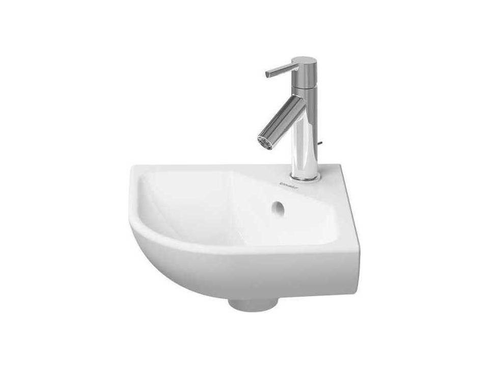 Me By Starck 17 Inch Ceramic Wall Mount Hand Sink in White High Gloss with 1 Faucet Hole