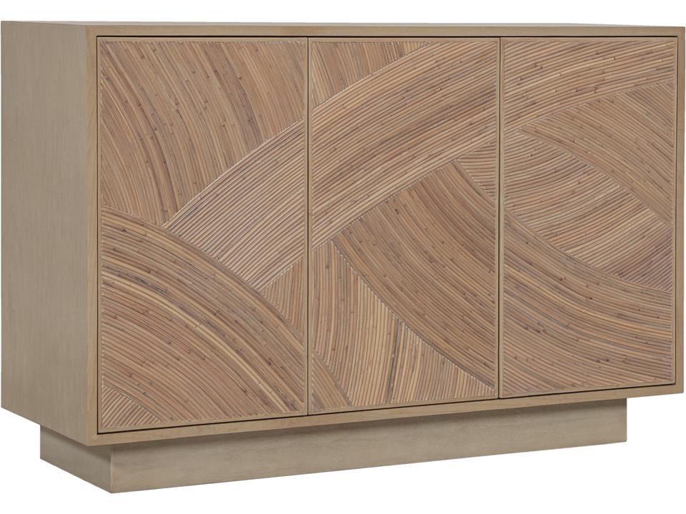 Swirl Rattan Accent Chest with Three Doors and Adjustable Shelves