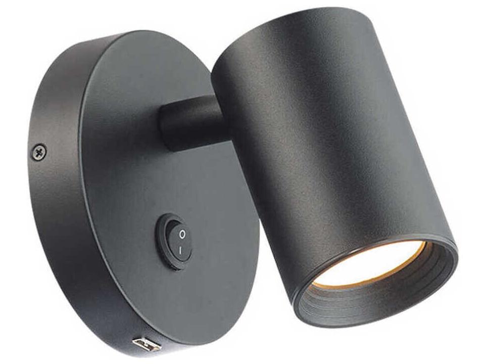 Kepler LED Wall Sconce with USB Port Black