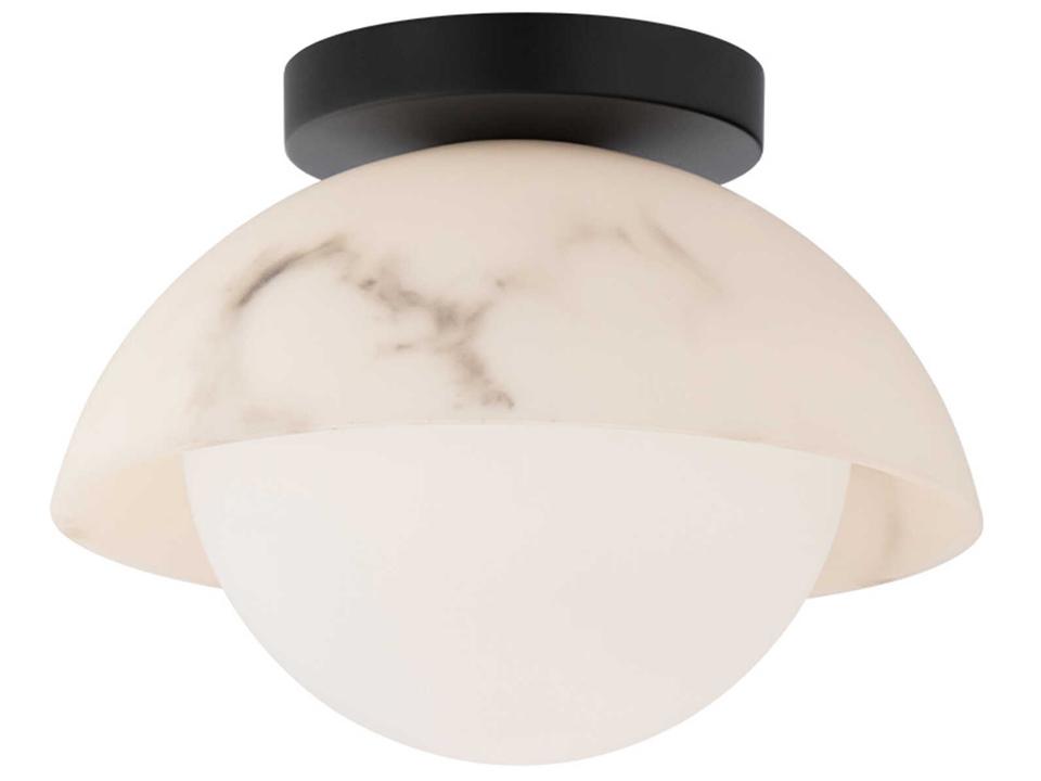 Moonstone 1-Light Black Globe Semi Flush Mount