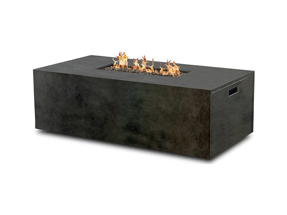 Bellino 60x30 Inch Rectangular Aluminum Fire Pit with Lid Concrete Finish