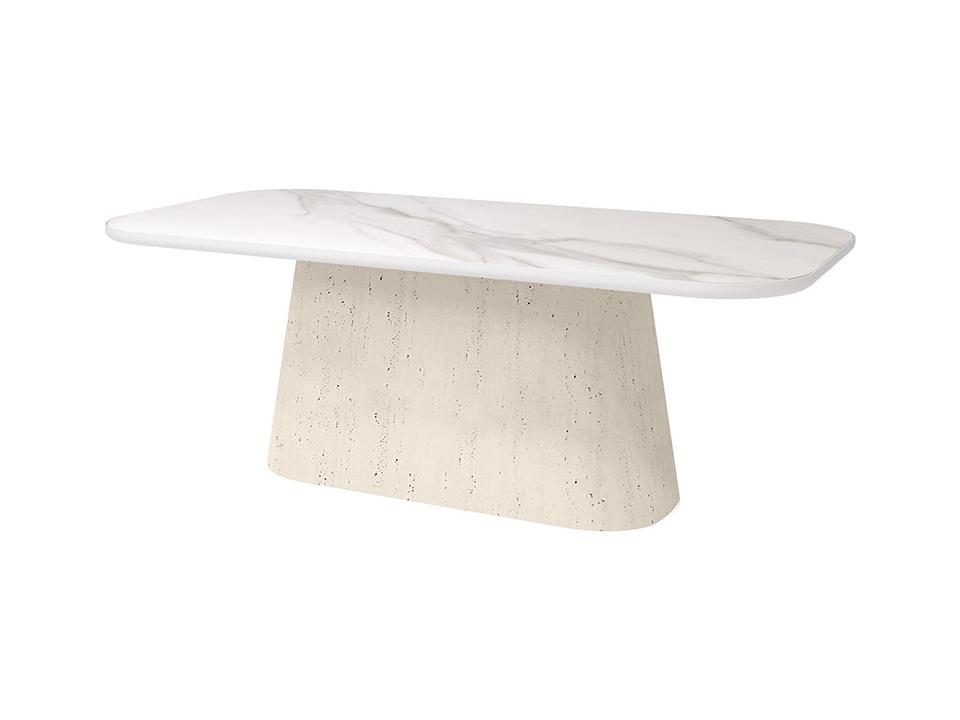 Pompano Rectangular Dining Table Base in Polystone with Timber Finish