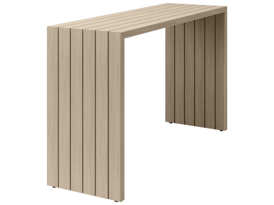 Bari Rectangular Outdoor Console Table with Plank Style Top in Aluminum