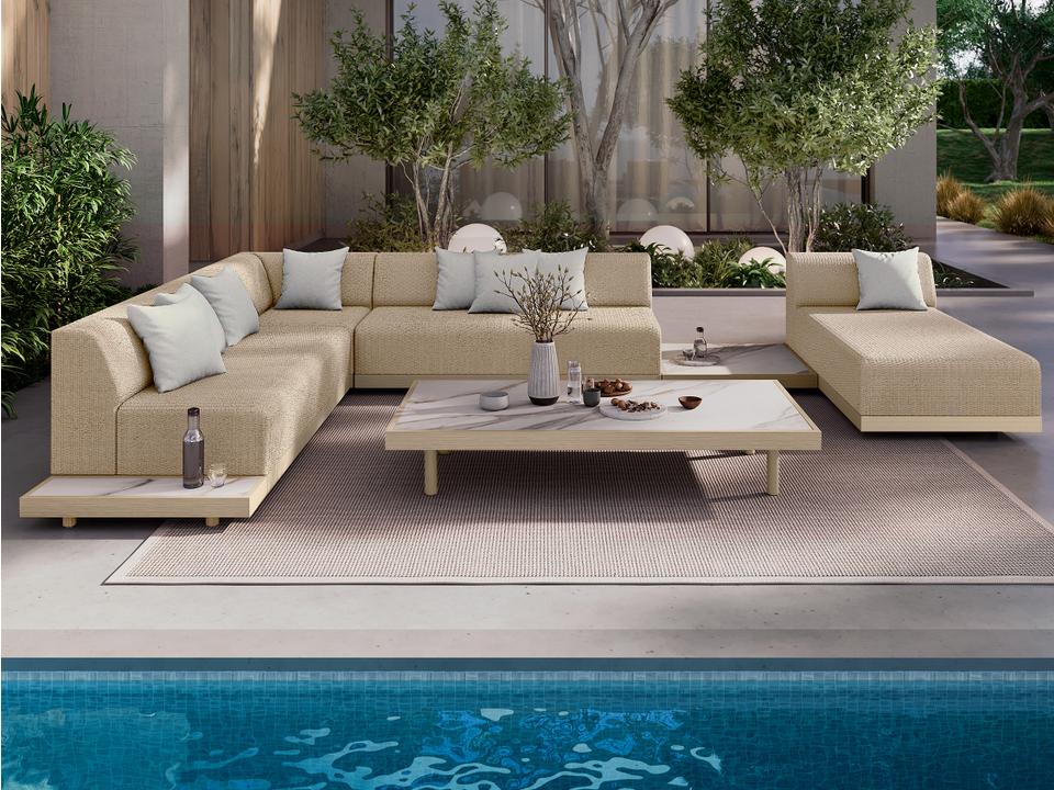 Grande Aluminum Wicker Padded Sectional Lounge Set