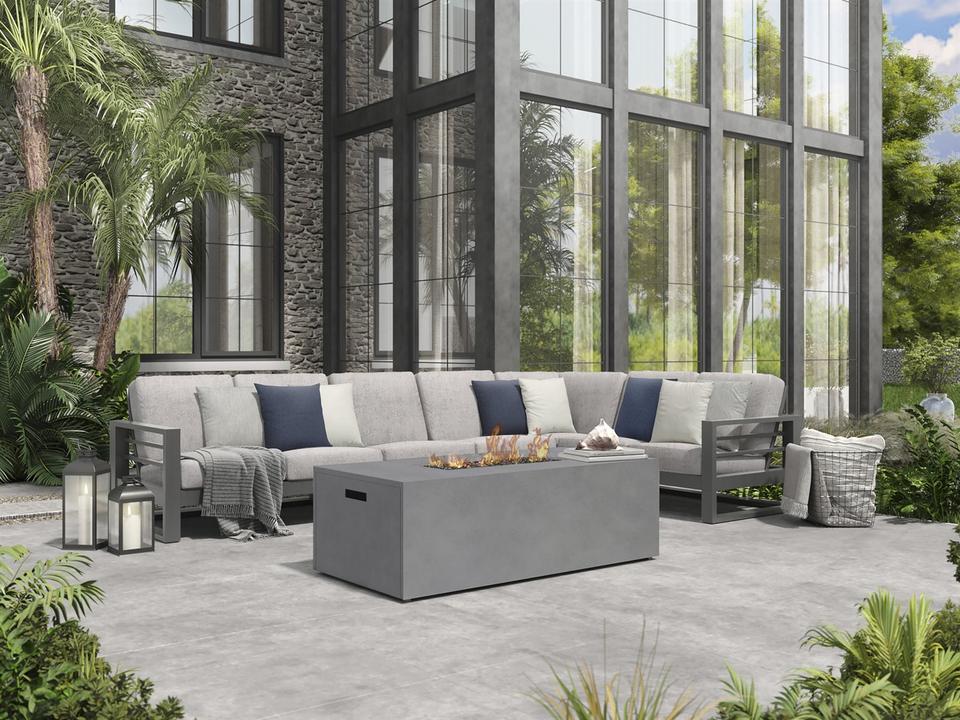 Palermo Aluminum Firepit Sectional Outdoor Lounge Set