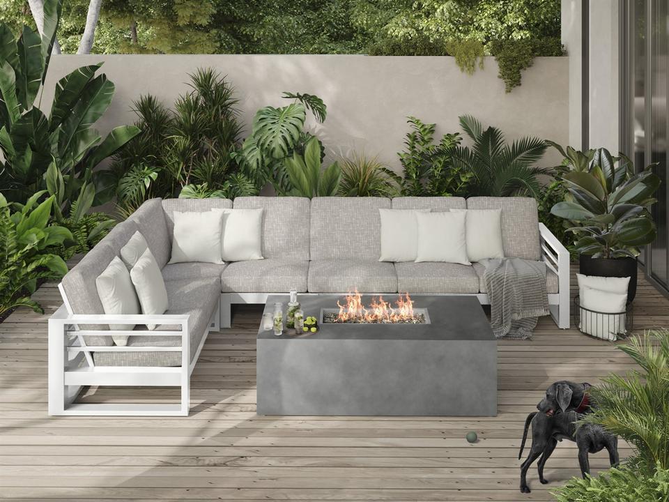 Palermo Cushion Firepit Sectional Patio Lounge Set