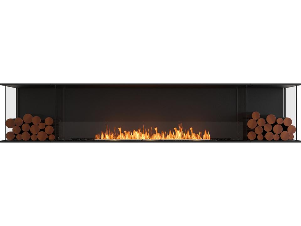 Flex 104BY Bay Bioethanol Fireplace Insert with Decorative Boxes in Black