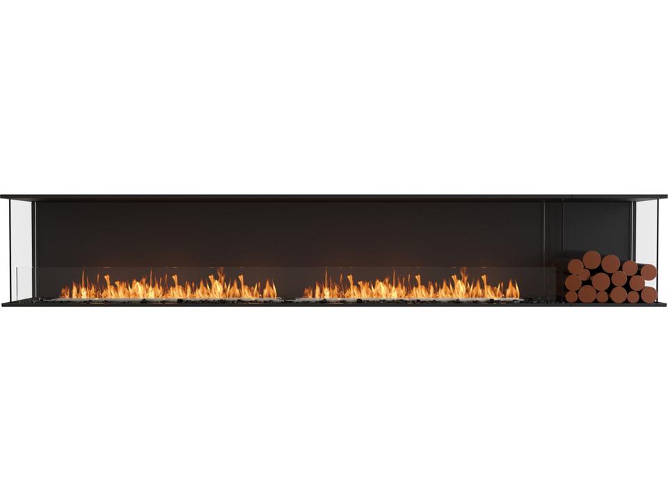 Flex 122 Bay Bioethanol Fireplace Insert with Right Decorative Box in Black