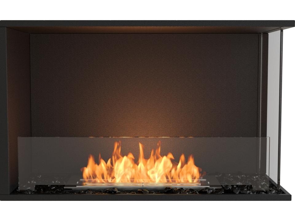 Flex Right Corner Bioethanol Zero-Clearance Fireplace in Black