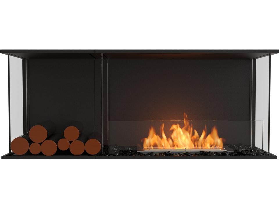 Flex 50BY Bay Bioethanol Fireplace Insert with Left Decorative Box in Black