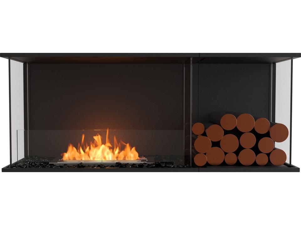 Flex 50BY Bay Bioethanol Fireplace with Right Decorative Box