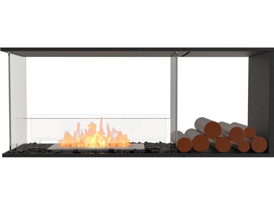 Flex 50PN Bioethanol Peninsula Firebox with Right Decorative Box in Black