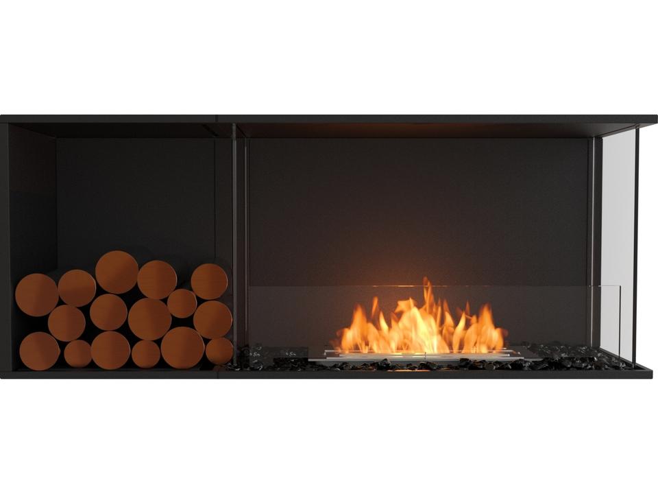 Flex 56 Inch Right Corner Bioethanol Fireplace in Black