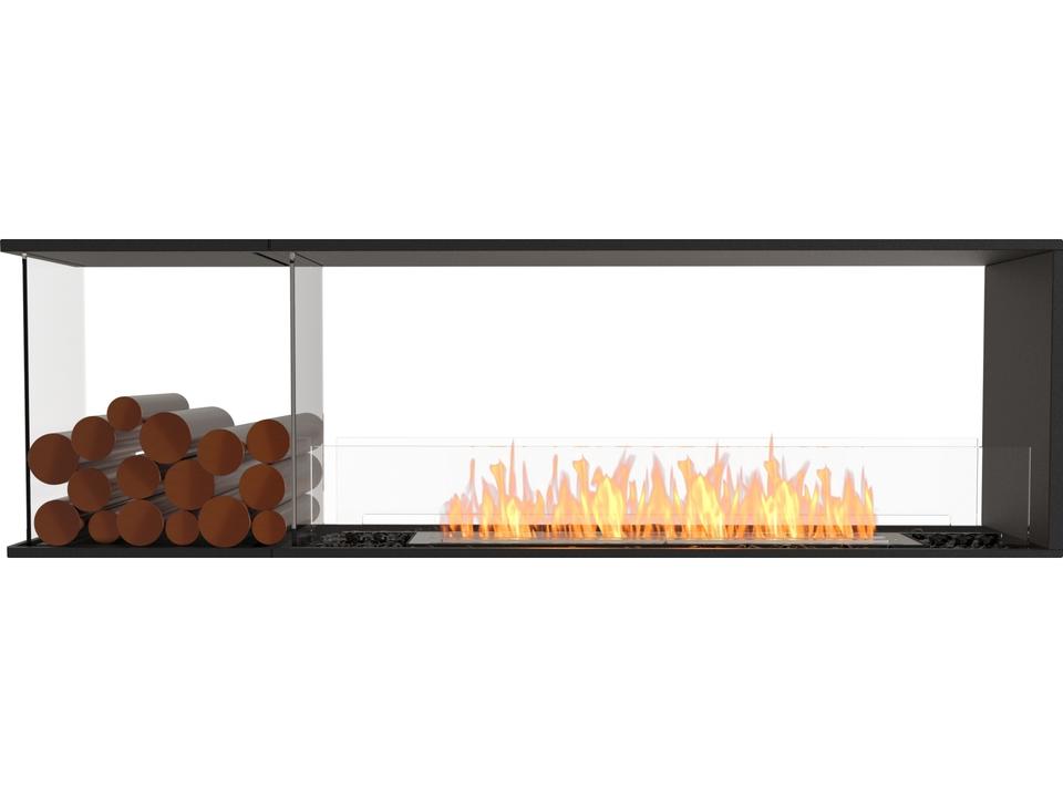 Flex 68PN Peninsula Bioethanol Fireplace with Left Decorative Box in Black