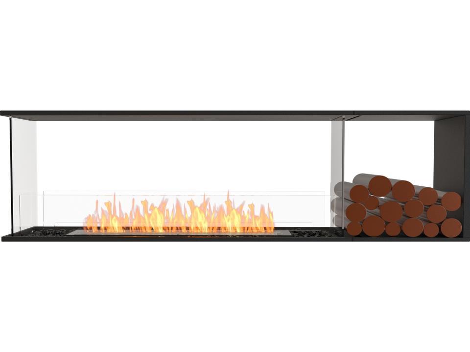 Flex 68PN Peninsula Bioethanol Firebox with Right Decorative Box in Black