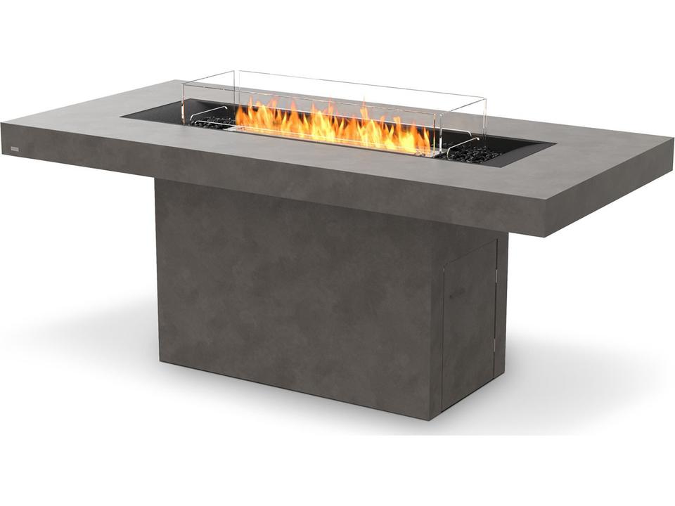 Gin 90 Bar Height Ethanol Fire Pit Table in Natural Concrete with Black Burner