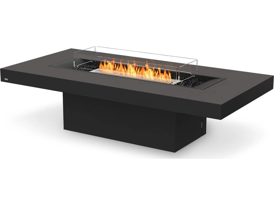 Gin 90 Chat Height Rectangular Concrete Fire Pit Table in Natural with Gas Burner