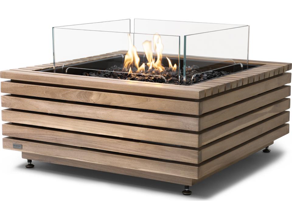 Base 30 Square Outdoor Fire Pit Table with Ethanol Burner in Black