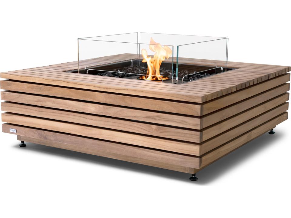 Base 40 Square Bioethanol Fire Pit Table in Natural Concrete with Stainless Steel Burner