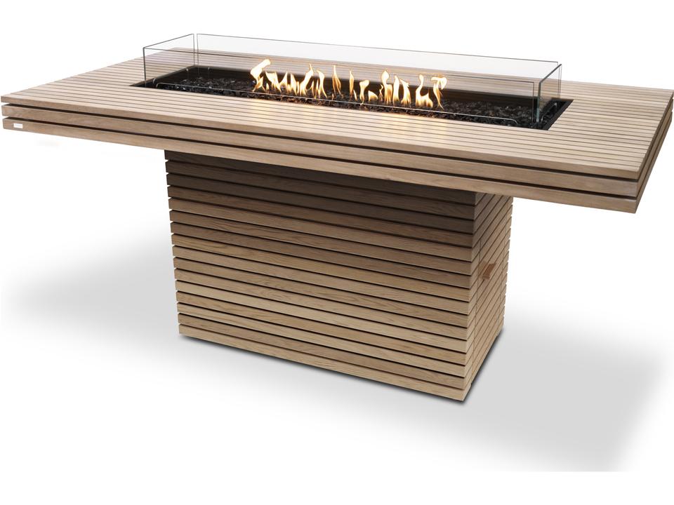 EcoSmart Fire Gin Rectangular Outdoor Patio Fire Pit Table with Gas LP/NG Stainless Steel