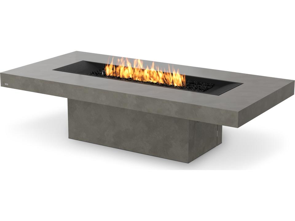 Gin 90 Low Ethanol Fire Pit Table in Natural Concrete with Black Burner