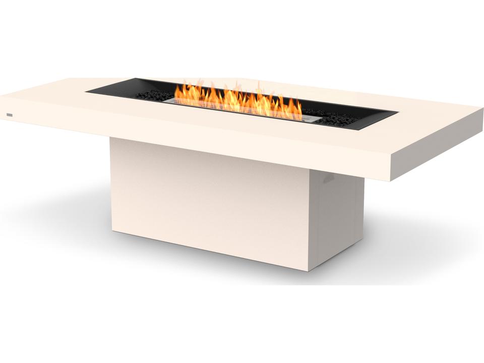 Gin 90 Dining Bioethanol Fire Pit Table in Bone with Black Burner