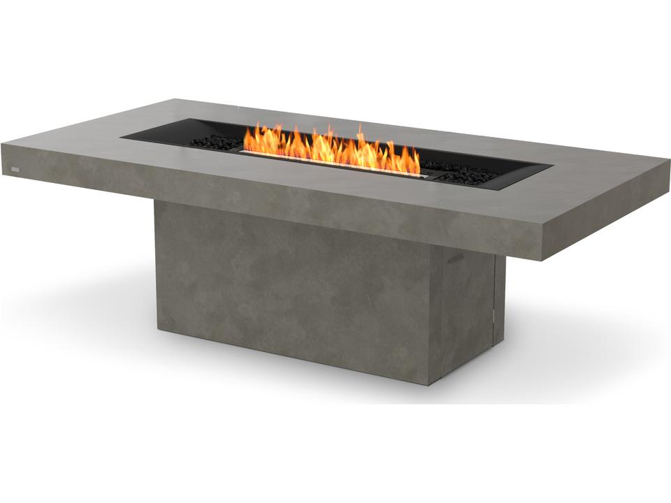 Gin 90 Dining Height Ethanol Fire Pit Table in Natural Concrete with Black Burner