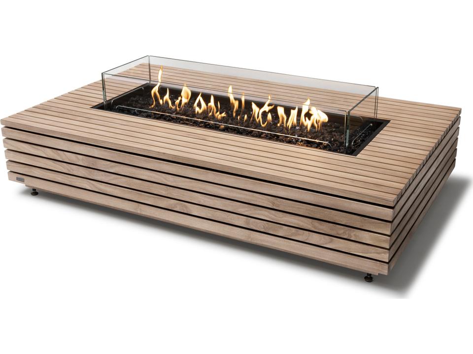 EcoSmart Fire Wharf Rectangular Outdoor Fire Pit Table with Gas LP/NG Stainless Steel