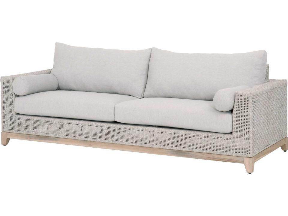Essentials for Living Tropez 3-Seat Outdoor Sofa in Taupe and Gray Teak