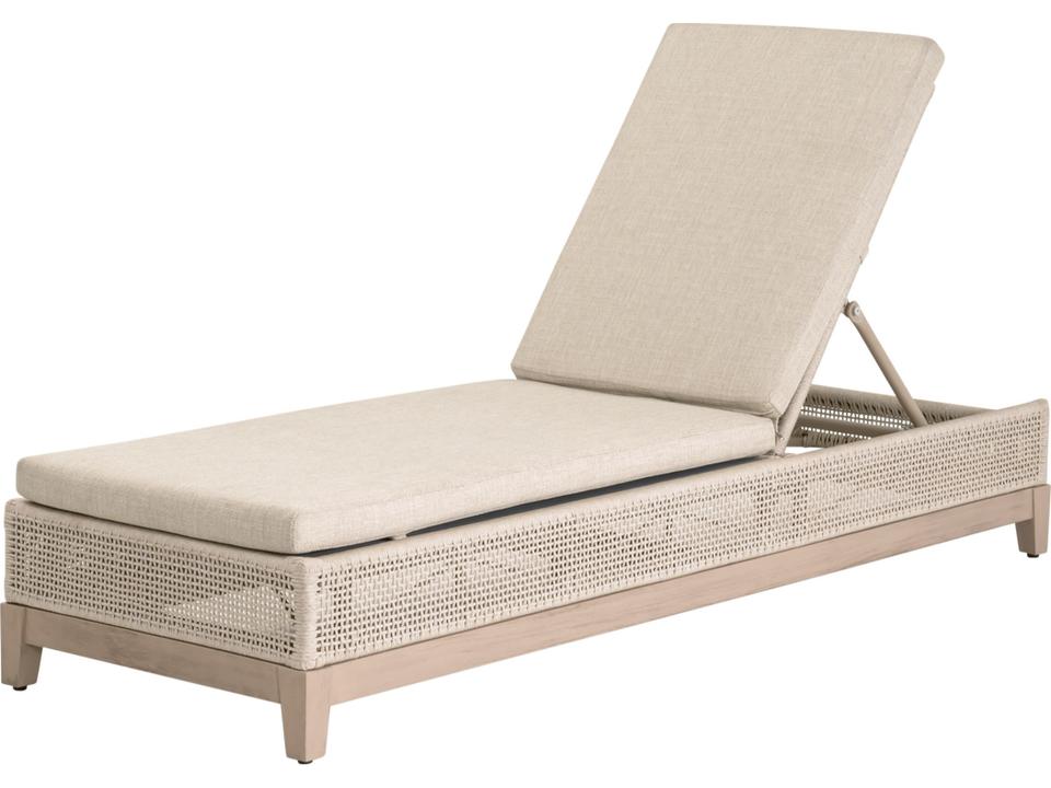 Tropez Woven Chaise Lounge in Washed Ever Teak and Ecru