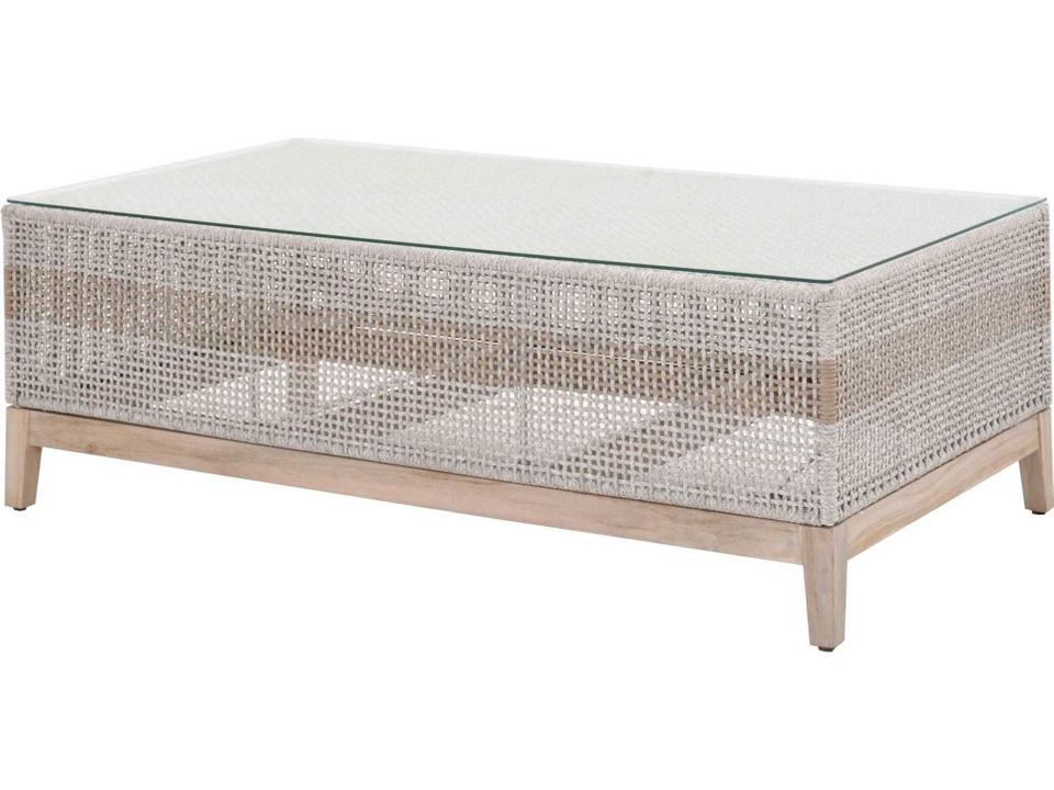 Tapestry Rectangular Coffee Table Gray Teak Woven Rope