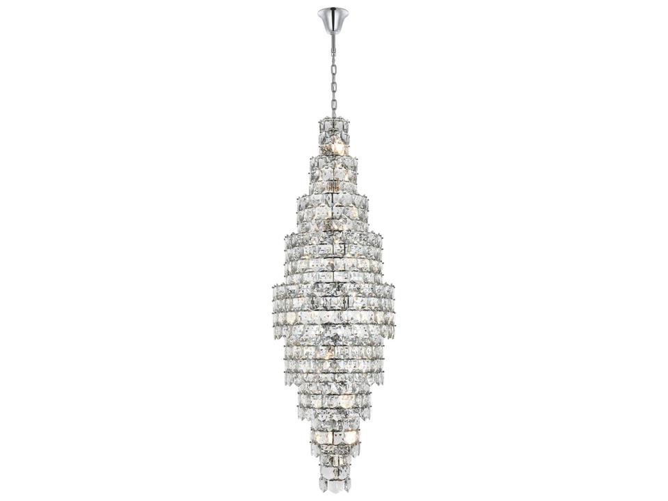 41-Light Adaline Tiered Chandelier in Chrome with Clear Crystal