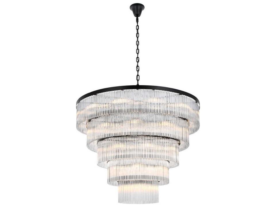 Harlow 40-Light Tiered Chandelier in Black with Royal Cut Crystal
