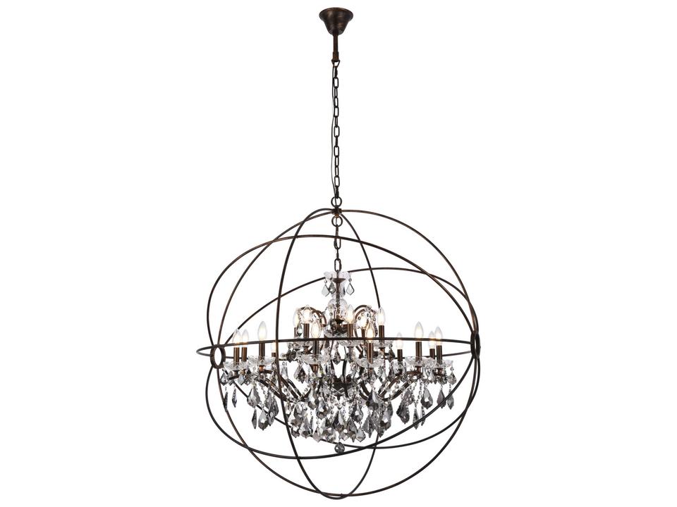 18-Light Geneva Chandelier in Dark Bronze with Silver Shade Royal Cut Crystals