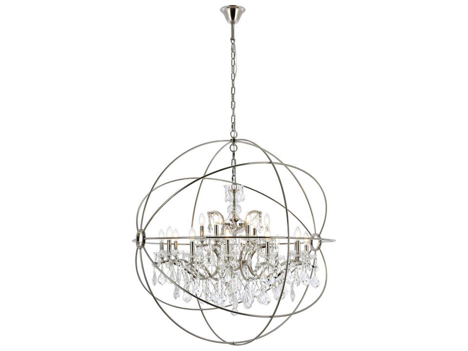 Geneva 18-Light Chandelier in Polished Nickel with Clear Royal Cut Crystal