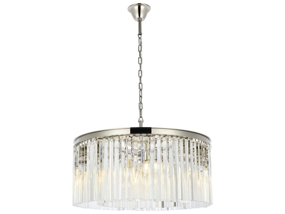 Sydney 8-Light Polished Nickel Clear Crystal Drum Pendant