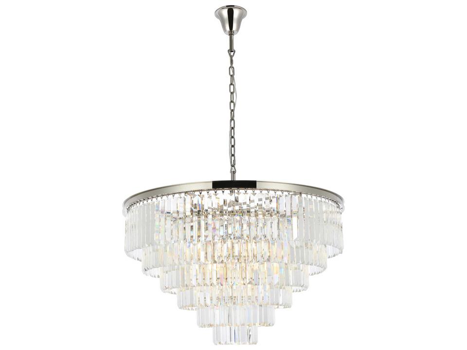Sydney 33-Light Polished Nickel Clear Crystal Tiered Chandelier