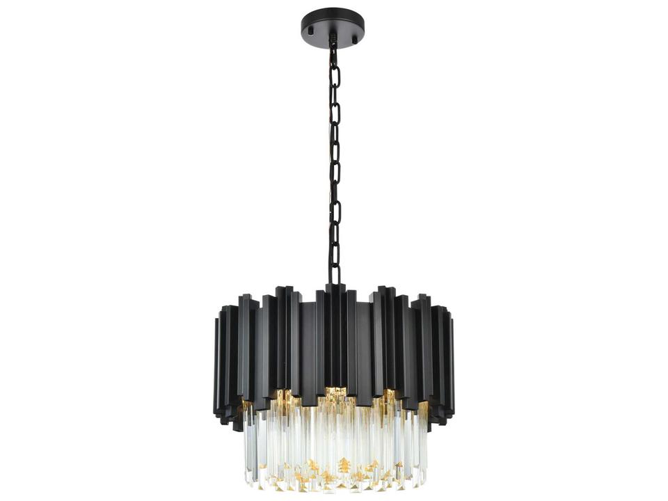 4-Light Willow Drum Chandelier in Black with Clear Glass