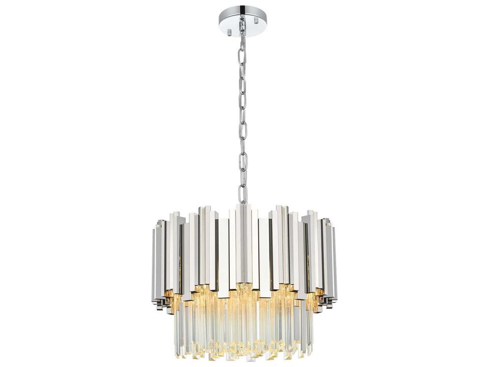 4-Light Willow Drum Chandelier in Chrome with Clear Glass