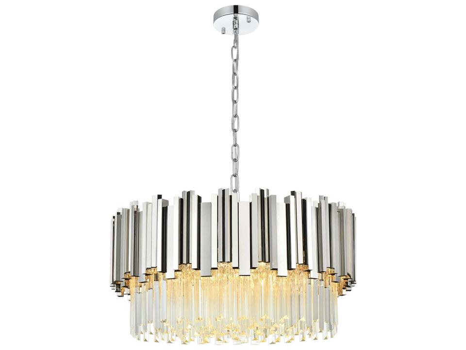 8-Light Willow Chrome Drum Chandelier with Clear Glass