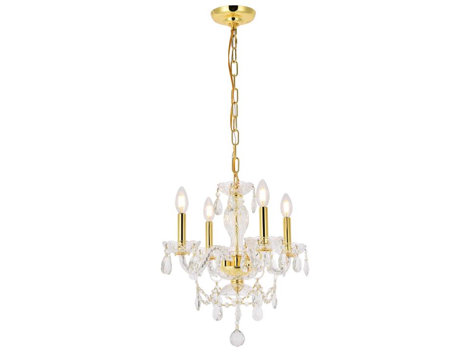 4-Light Princeton Chandelier Gold Finish with Clear Royal Cut Crystal
