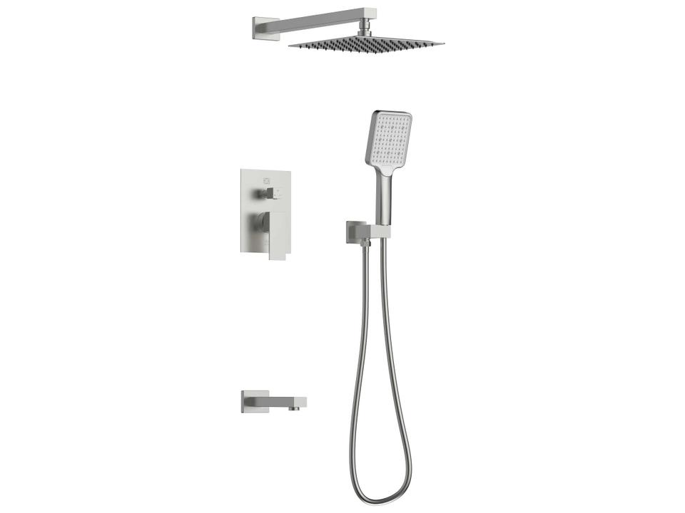 Petar Brushed Nickel Complete Shower and Tub Faucet System