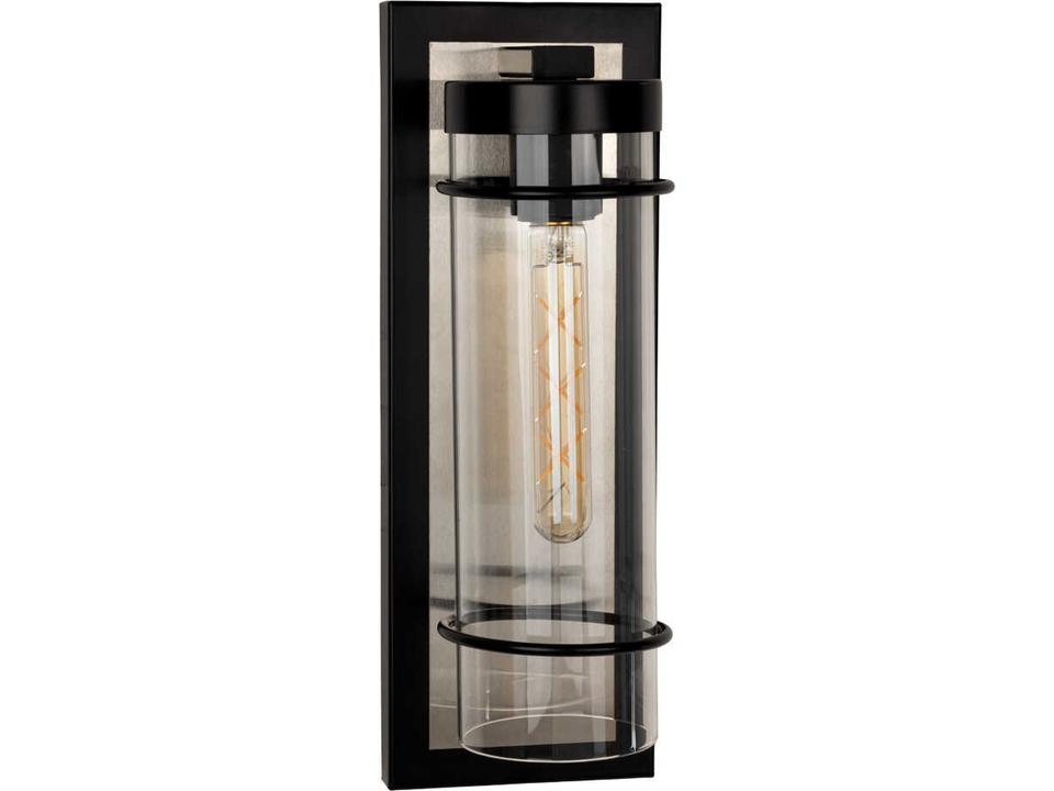 Colantro 1-Light Outdoor Wall Sconce in Black and Brushed Nickel