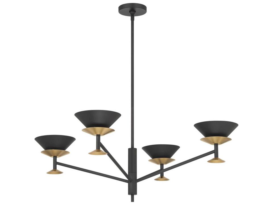 Tremolo 4-Light Textured Black Champagne Gold Chandelier
