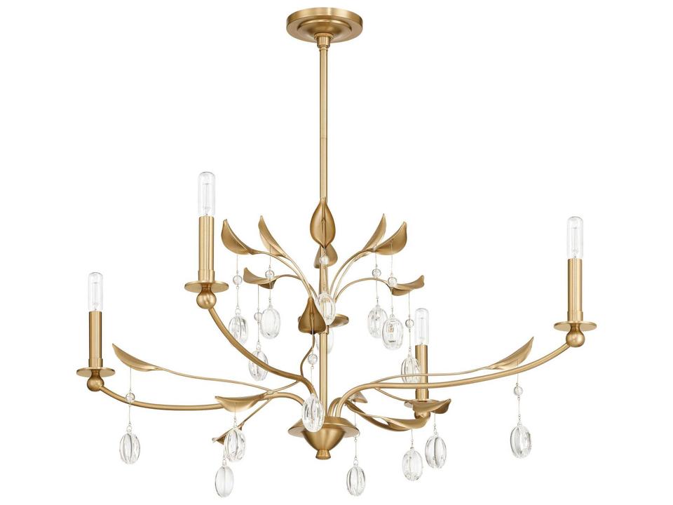 Presley 4-Light Champagne Gold Clear Glass Round Chandelier