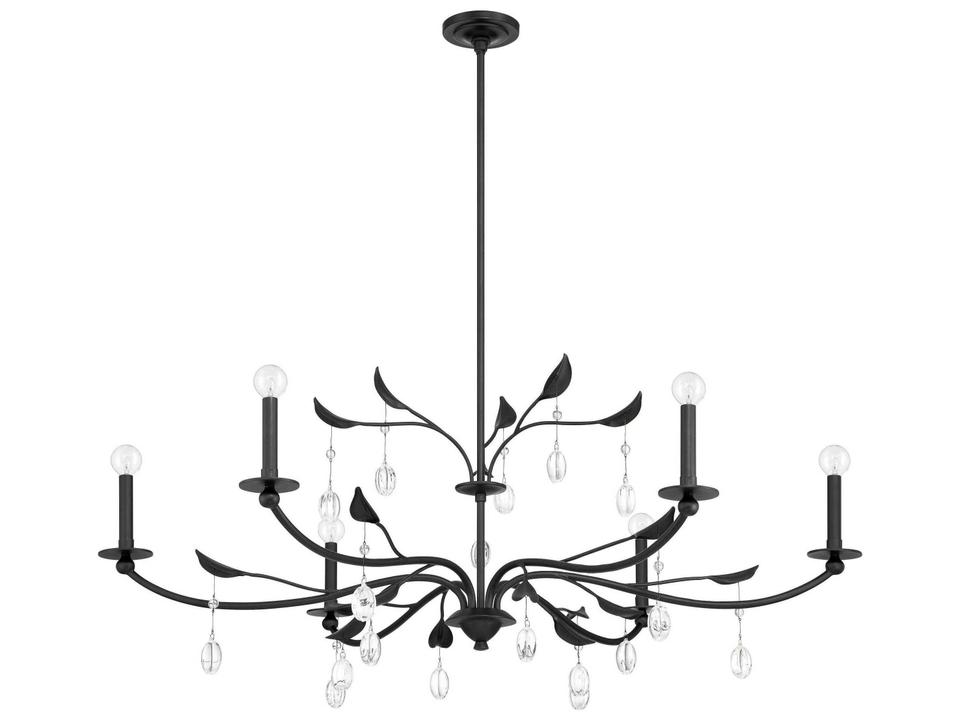 Presley 6-Light Textured Black Clear Glass Round Chandelier