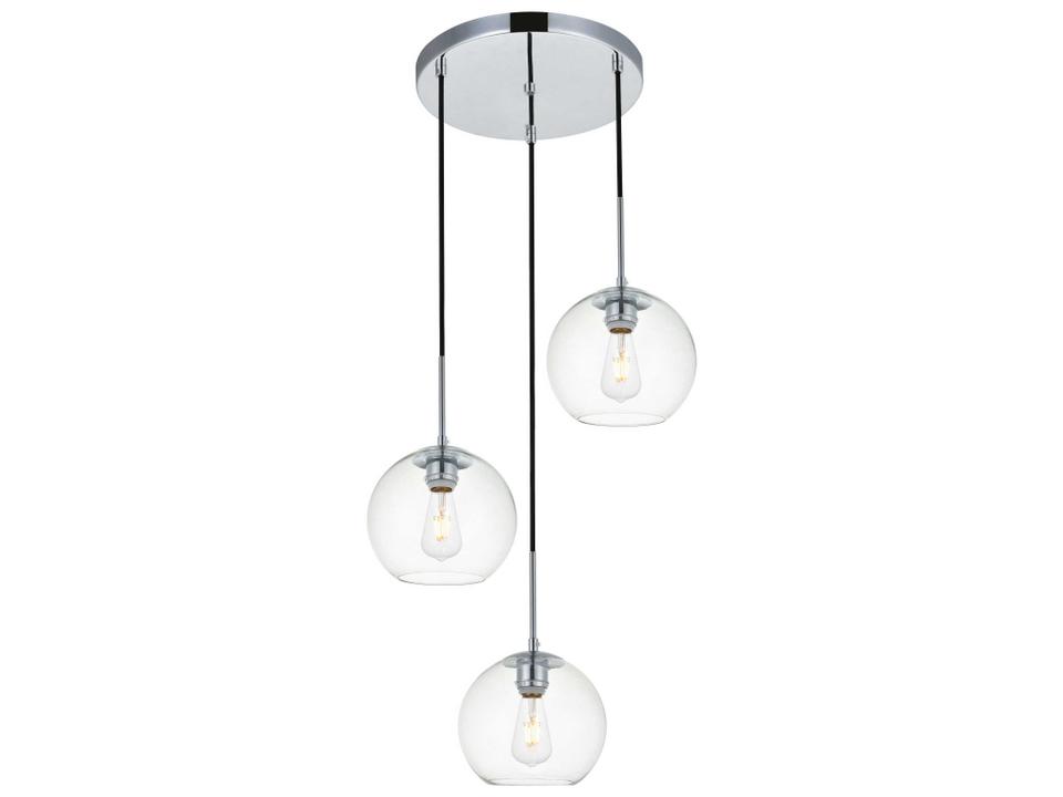 Baxter 3-Light Chrome and Clear Glass Globe Pendant
