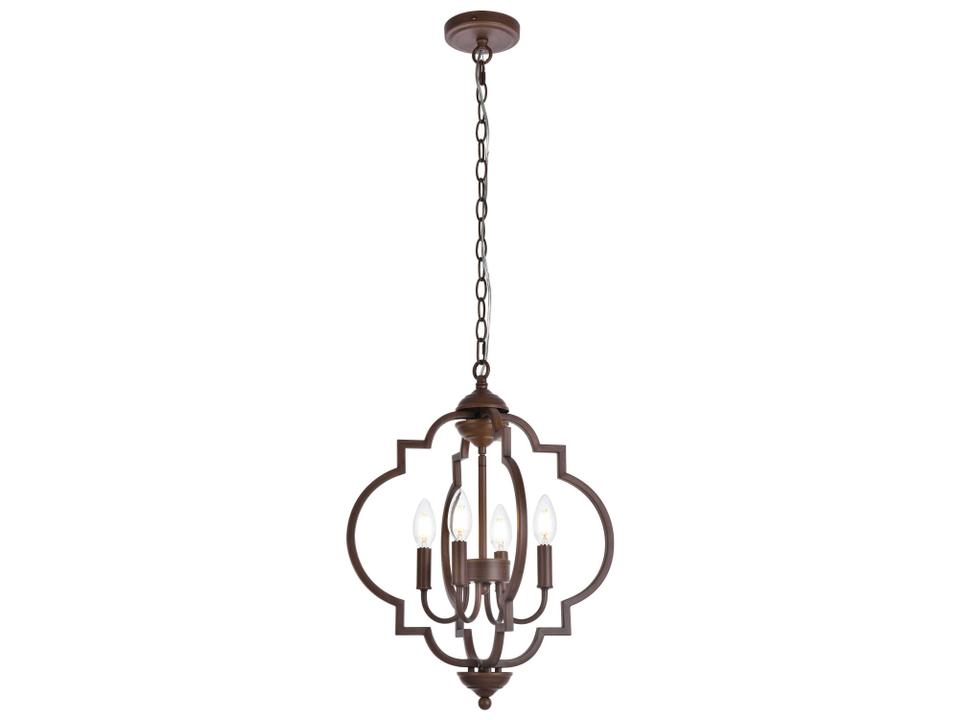 Sandara 4-Light Geometric Chandelier in Weathered Oak Brown
